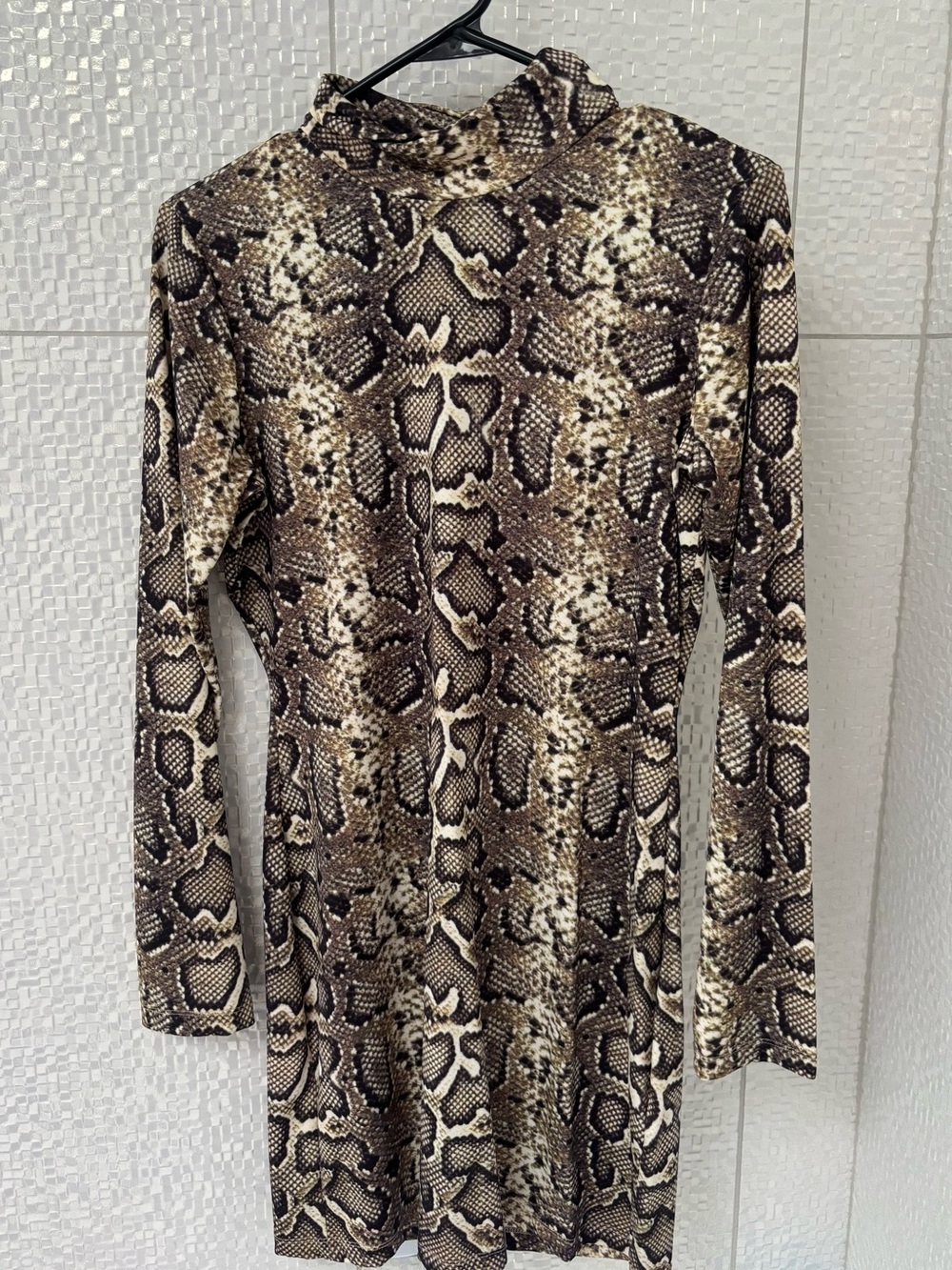 Brittany Aldean Brown & Black Snake-Print Long Sleeve Dress